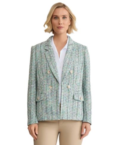 Jones New York женский твидовый блейзер с фальшивой двубортной застежкой