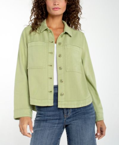 Liverpool Los Angeles Petite Collared High-Low Denim Shacket