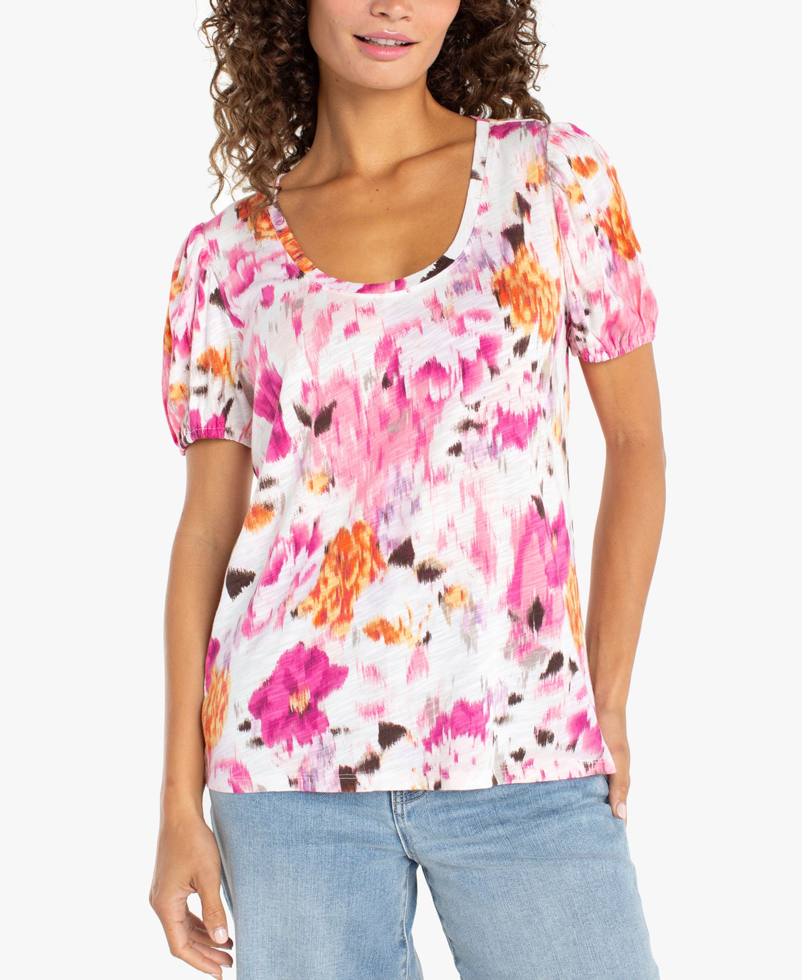 Женский топ Liverpool Los Angeles Petite Puff Sleeve Scoop Neck