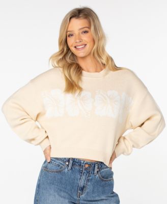 Roxy Женский хлопковый джемпер Hibiscus Harmony Long-Sleeve Crop Floral