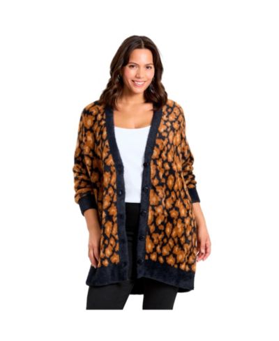 Женский уютный кардиган AVENUE Plus Size Button Front
