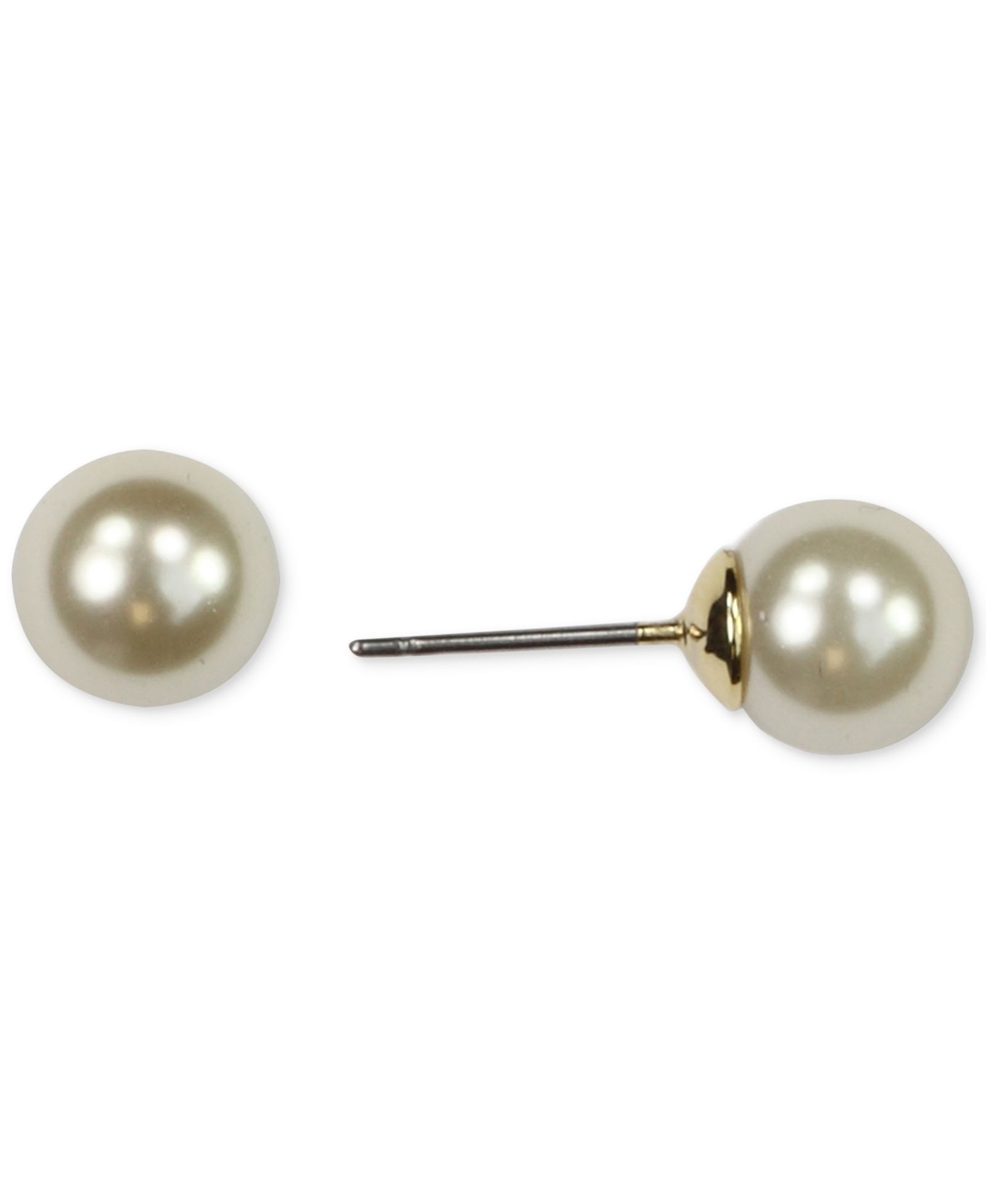 ANNE KLEIN GOLD-TONE 8MM IMITATION PEARL STUD EARRINGS