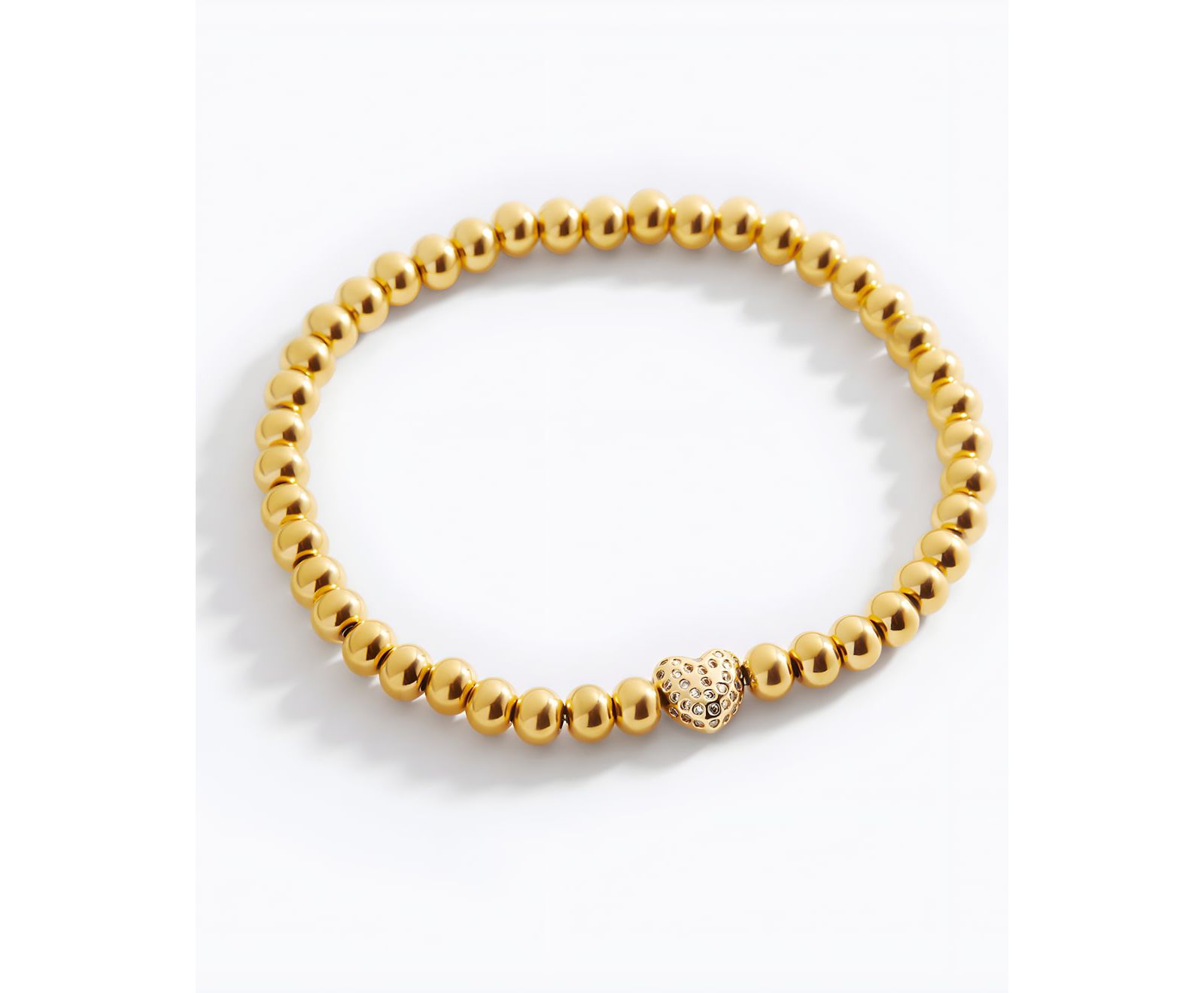 Mint & Lily Pave Heart Gold Beaded Bracelet