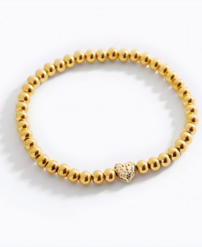 Mint & Lily Pave Heart Gold Beaded Bracelet