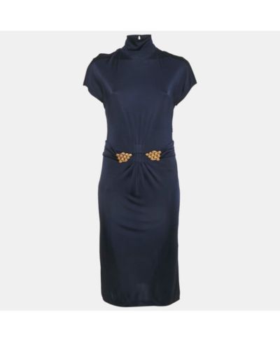 Платье Pre-Owned Roberto Cavalli Women's Purple Jersey Broach Detail Knee-Length