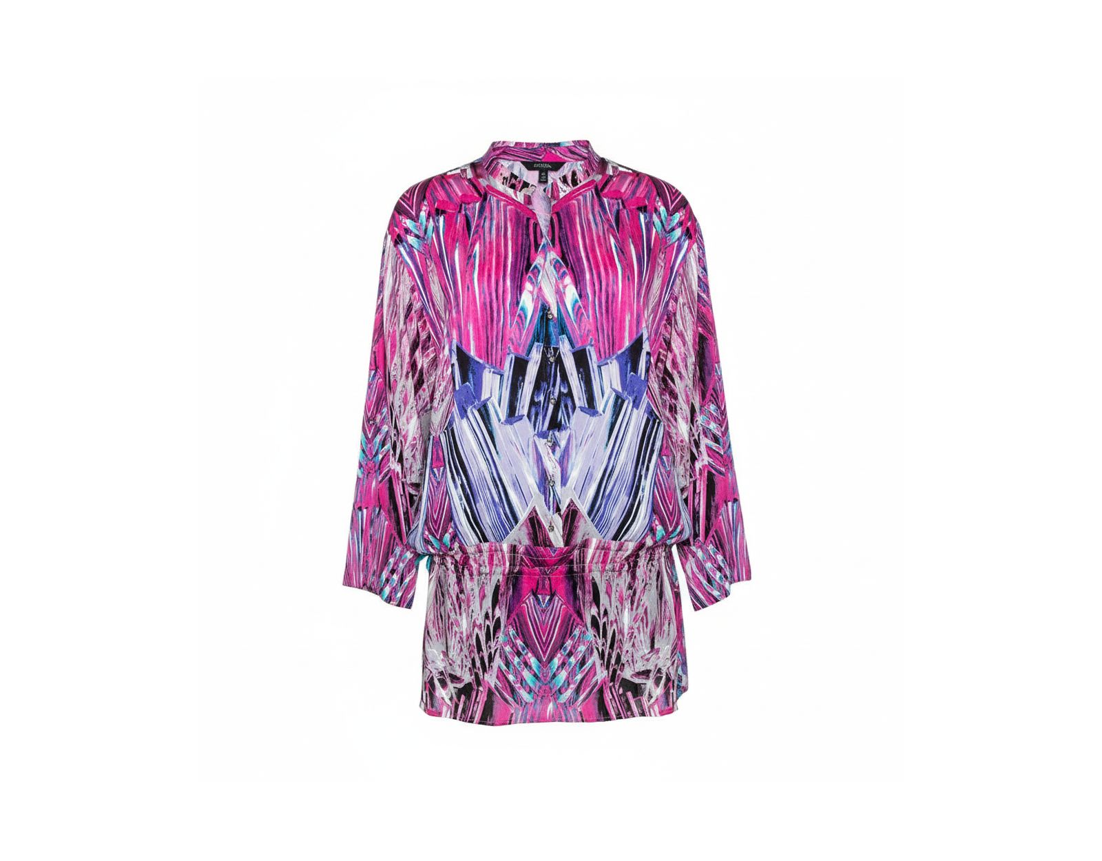 Pre-Owned Roberto Cavalli Women's Pre-Owned Robert Cavalli Pink Printed Stretch Silk Tunic Top