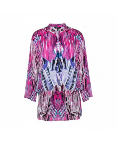 Pre-Owned Roberto Cavalli Women's Pre-Owned Robert Cavalli Pink Printed Stretch Silk Tunic Top