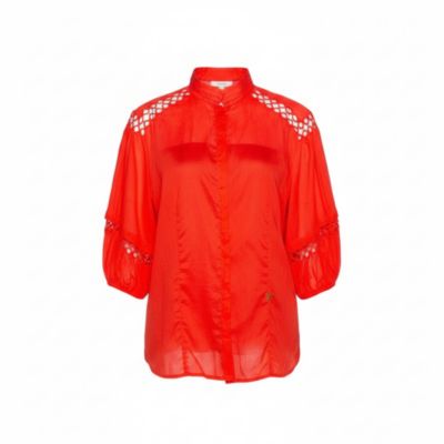 Pre-Owned Roberto Cavalli Women's Cotton Eyelet Lace Detail Blouse