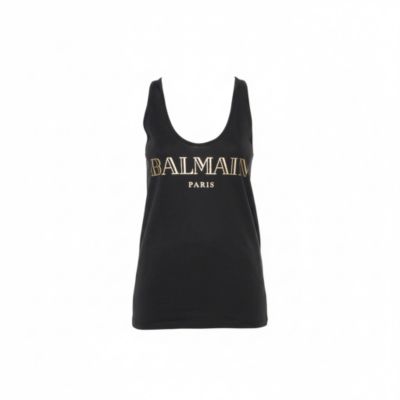 Pre-Owned Balmain Women's Cotton Logo Printed Tank Top