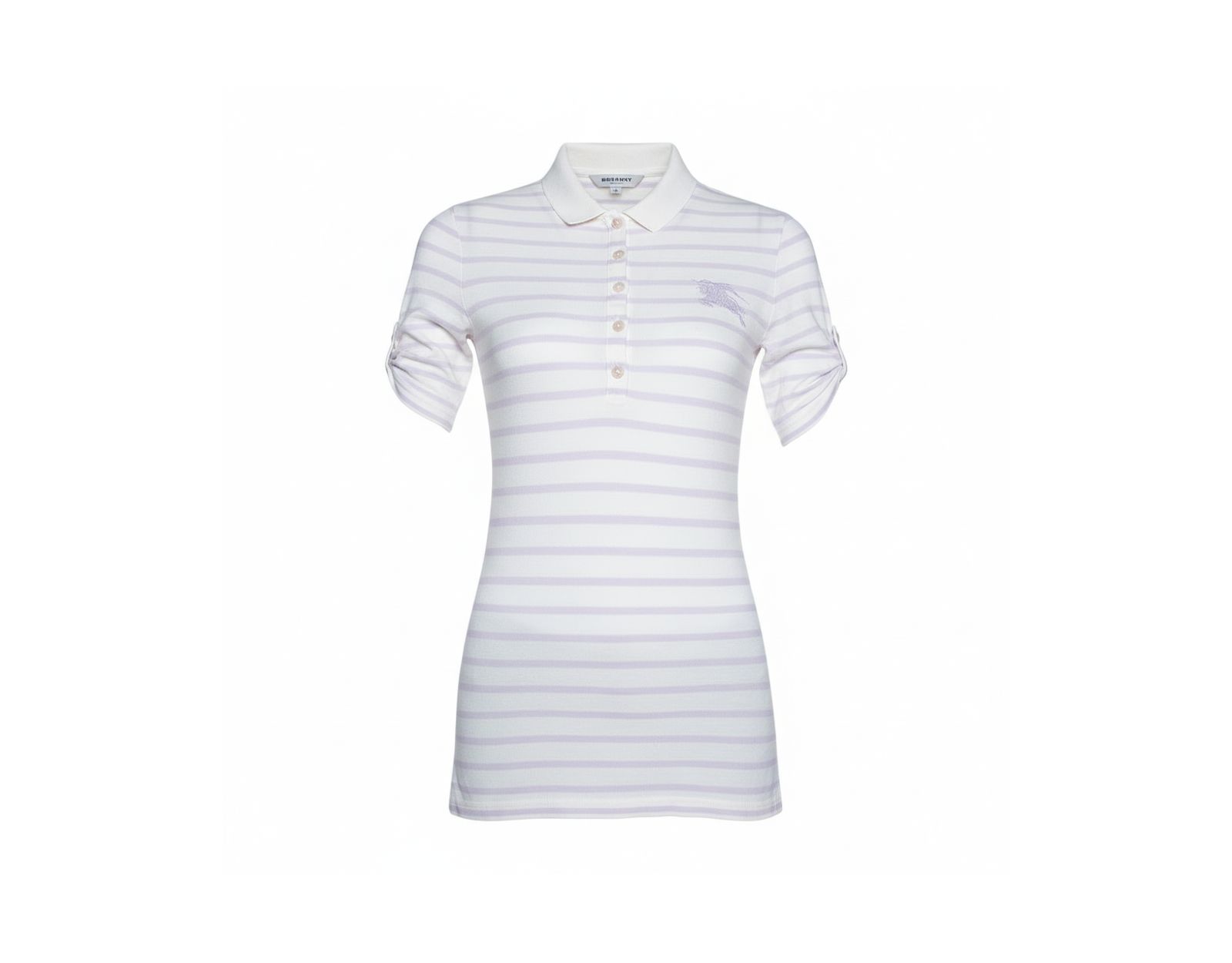 Burberry женская футболка-поло из хлопка и модала в полоску, цвет off white, б/у