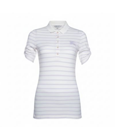 Burberry женская футболка-поло из хлопка и модала в полоску, цвет off white, б/у