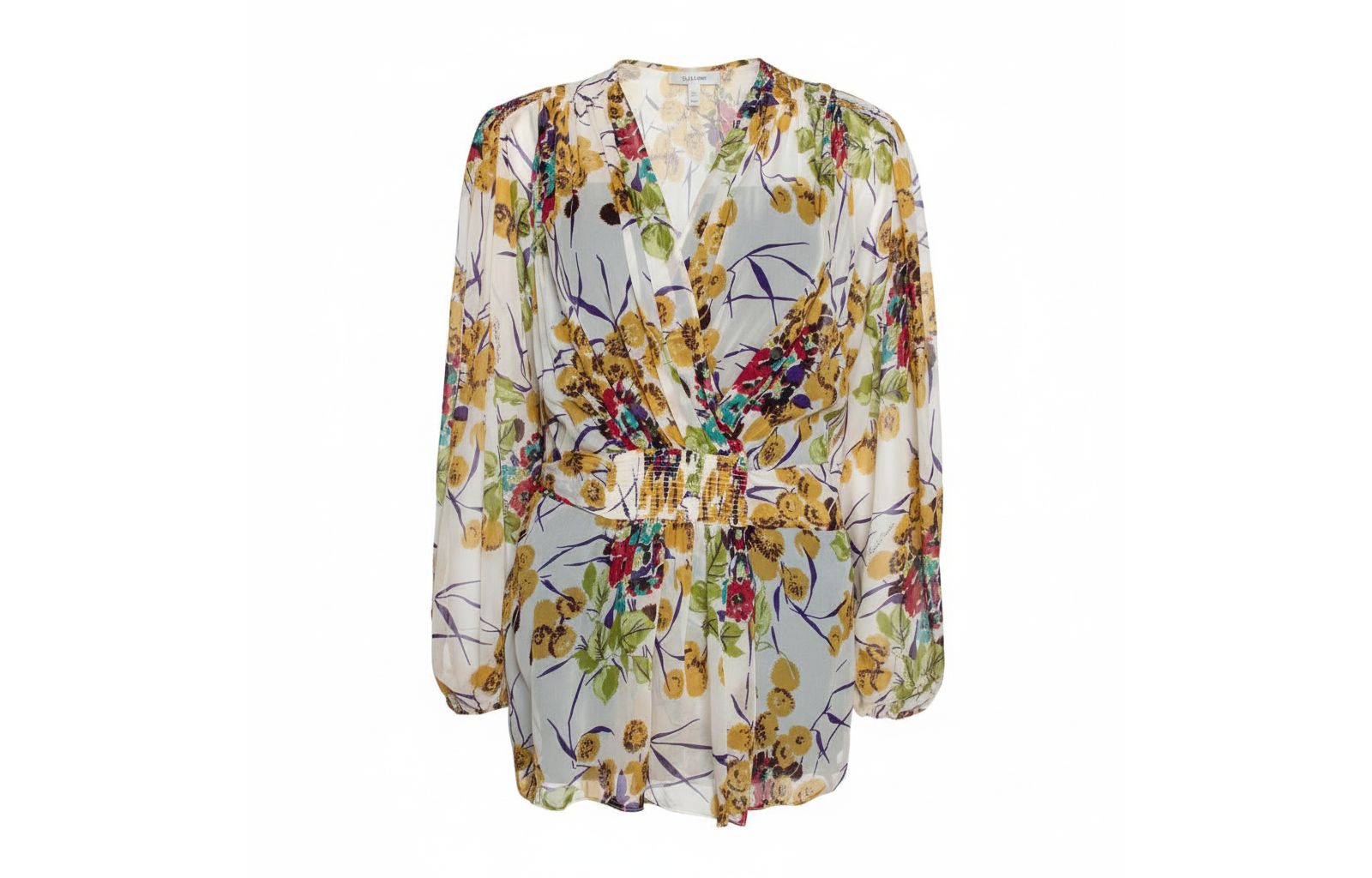Pre-Owned Roberto Cavalli Women's Multicolor Silk Georgette Floral Print Faux Wrap Blouse
