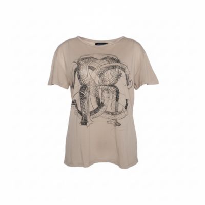 Pre-Owned Roberto Cavalli Женская футболка из хлопкового пике с логотипом