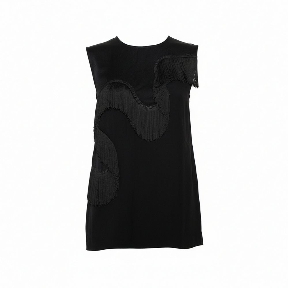 Pre-Owned Stella Mccartney Women's Crepe Fringe Detail Sleeveless Top