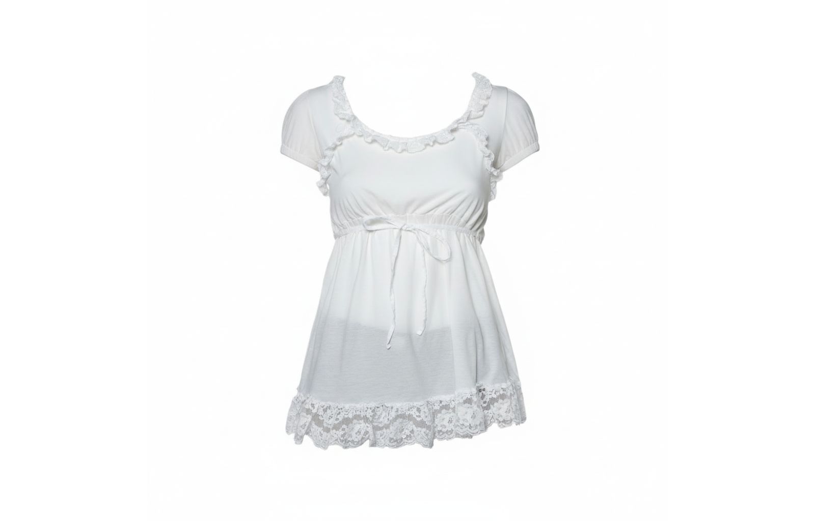Pre-Owned Dolce & Gabbana Women's Pre-Owned Dolce and Gabbana Knit Lace Trim Tie Detail Top