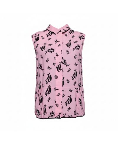 Pre-Owned Marni Women's Crepe Abstract Print Dual Collar Sleeveless Top