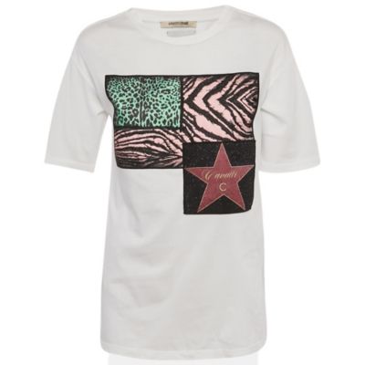 Женская футболка Pre-Owned Roberto Cavalli Jersey Walk Of Fame Patched Crew Neck