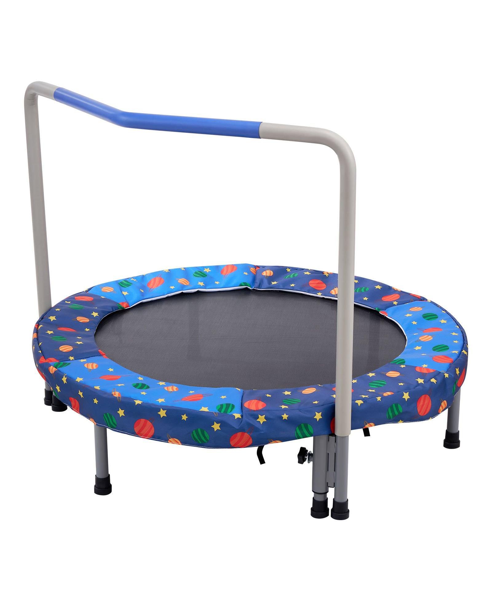 Детский складной мини-батут Sugift с ручкой, синий, 36"