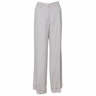 Pre-Owned Stella Mccartney Women's Ecru Silk Blend Wide Leg Trousers