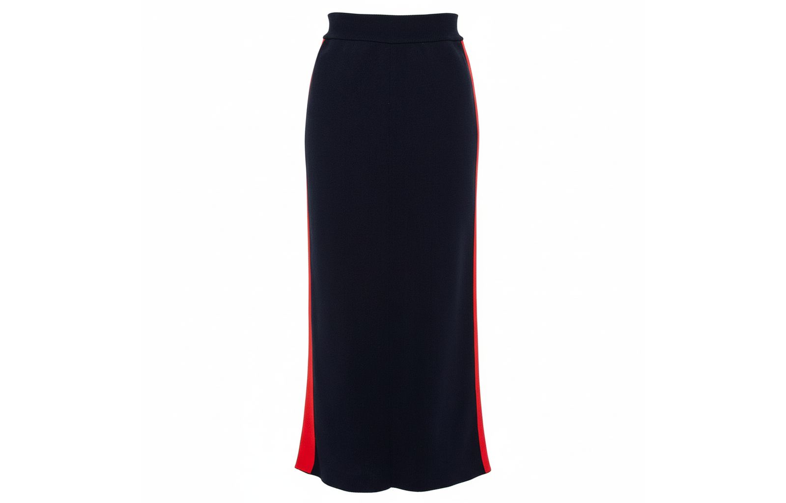Pre-Owned Stella Mccartney Women's Navy Blue Cotton Knit Contrast Stripe Panel Detail Midi Skirt
