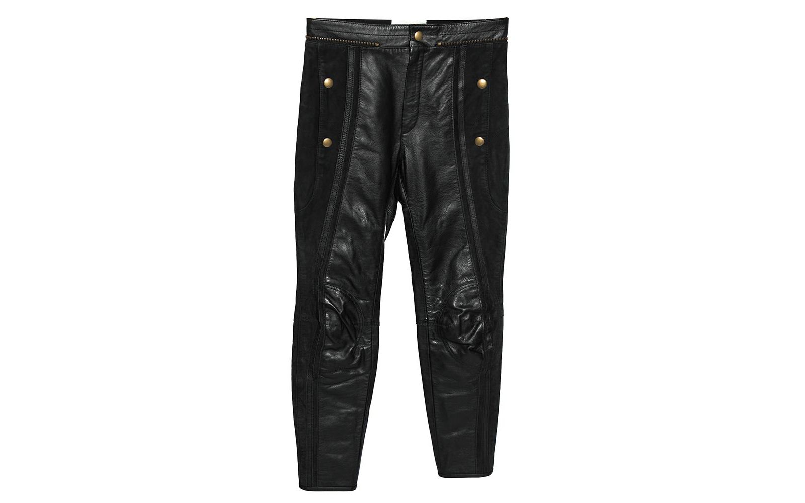 Брюки Pre-Owned Chloe Women's Black Leather & Nubuck Paneled Cropped Biker