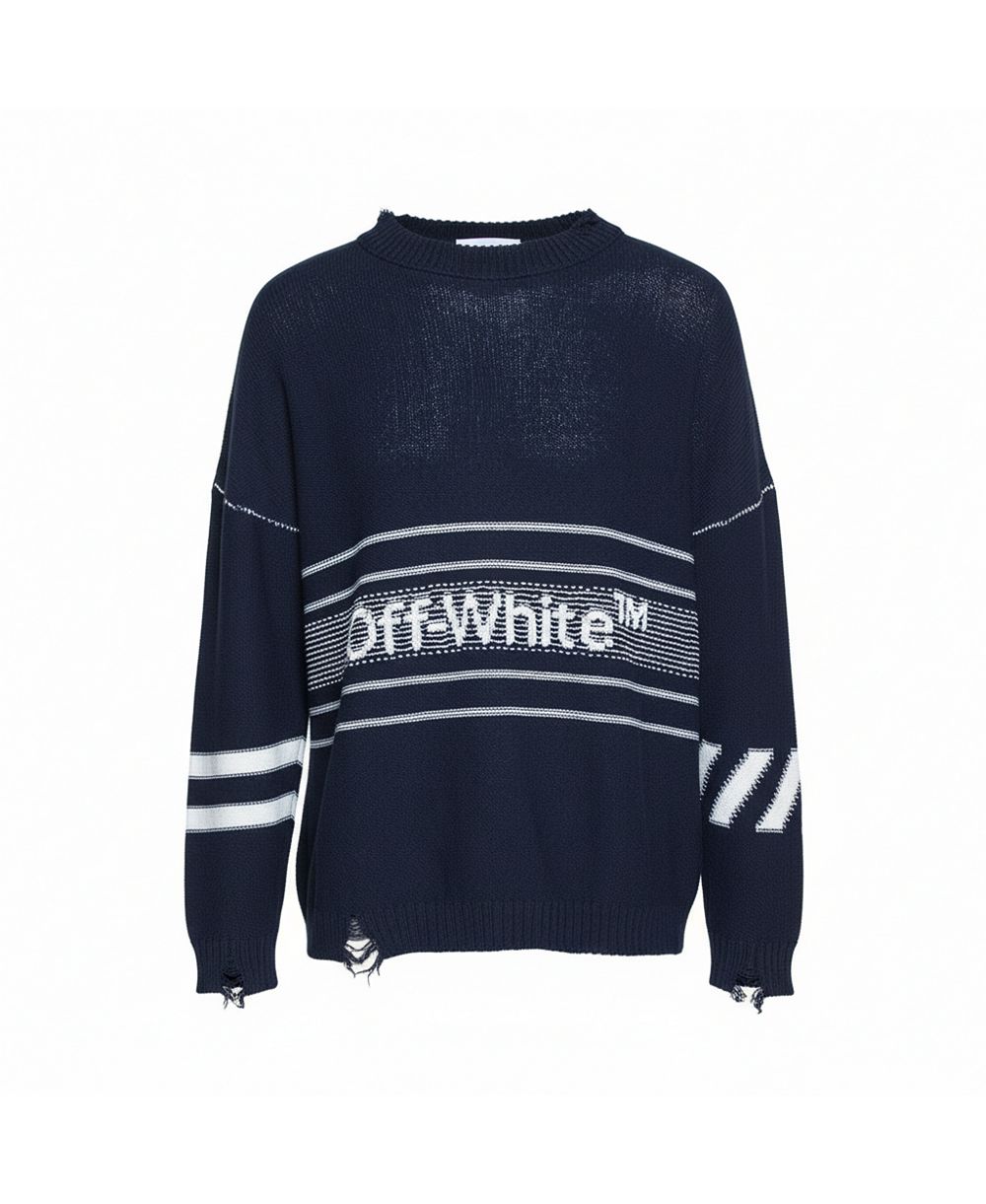 Мужской джемпер из трикотажа Off-White Logo Intarsia Distressed