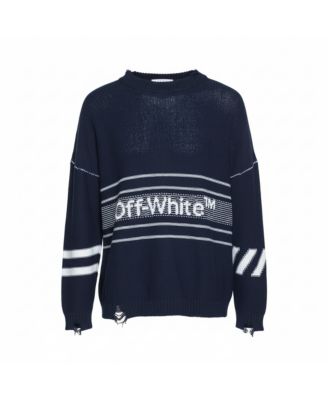 Мужской джемпер из трикотажа Off-White Logo Intarsia Distressed