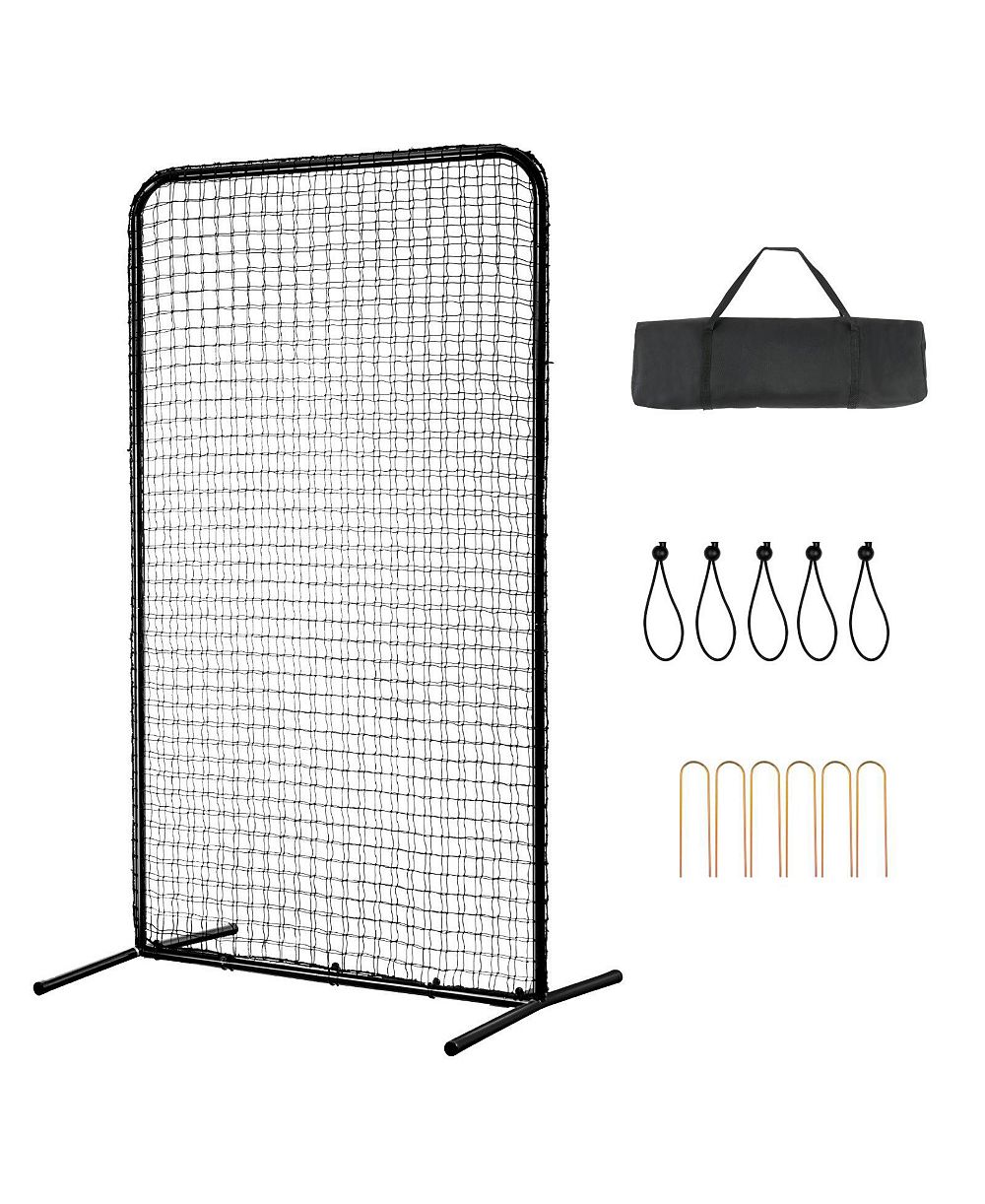 Mecale I-Screen Baseball Net, 7x4 ft Safety Pitching Screen with Carry Bag and Stakes, Heavy-Duty Batting Cage Protection Net