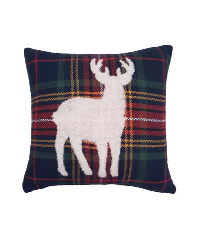Декоративная подушка C&F HOME Blue Lennox Plaid Deer Cotton Blend