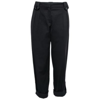 Женские укороченные брюки Pre-Owned Moschino Black Crepe Cropped Trousers