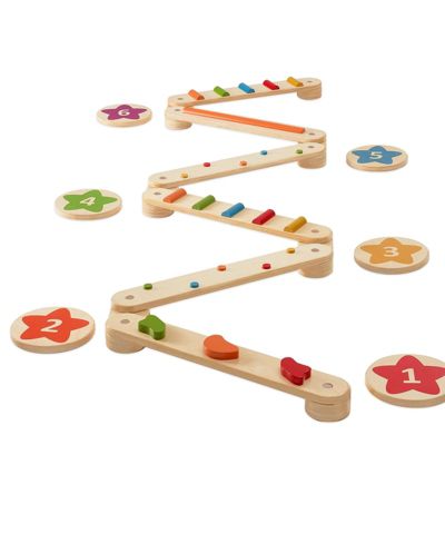 Hongge Kids Wooden Balance Beam and Stepping Stones Obstacle Course Set, 6-Piece, Ages 2+