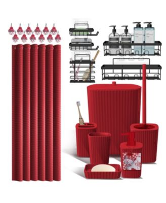 Clara Clark Complete Holiday Bathroom Decor & Accessory Set with Shower Caddy Set