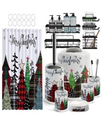 24-Piece Complete Holiday Bathroom Decor & Accessory Set with Shower Caddy Set