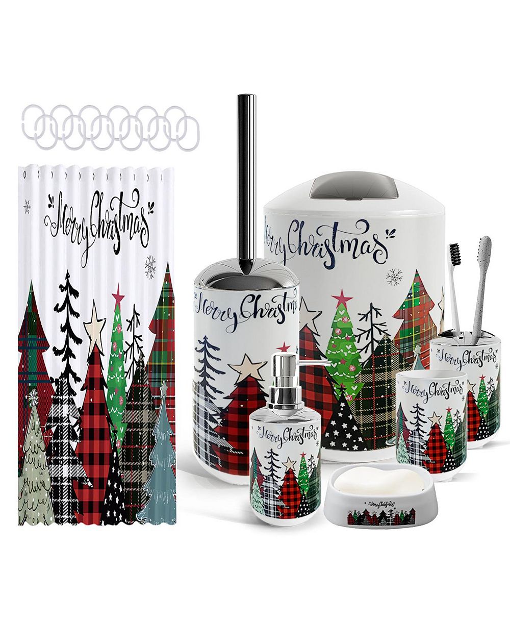 Clara Clark 19-Piece Complete Holiday Bathroom Decor & Accessory Set with Shower Curtains