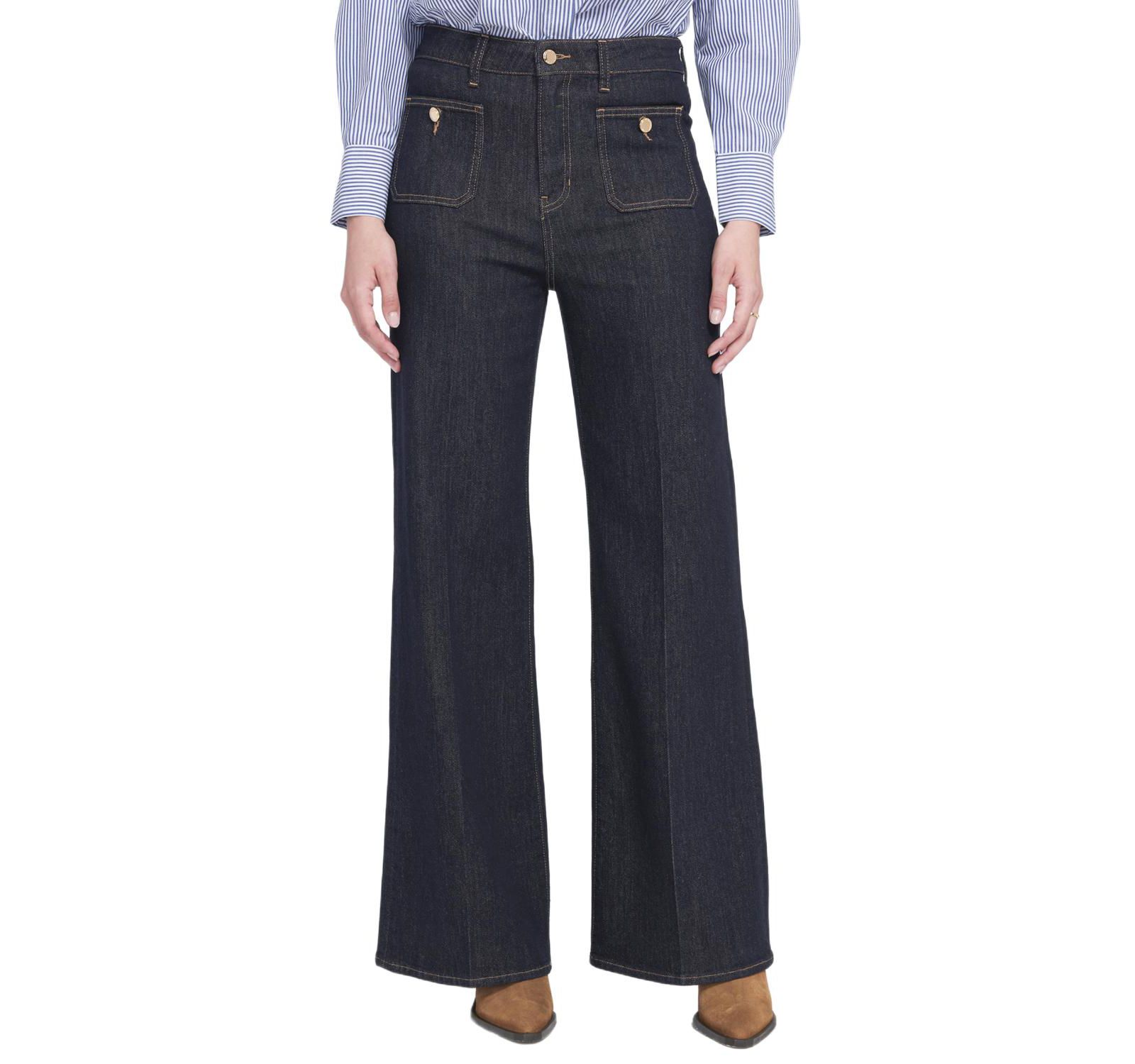 ELLE Collection Women's Patch Pocket Wide Leg Jean Wide-Leg Pants