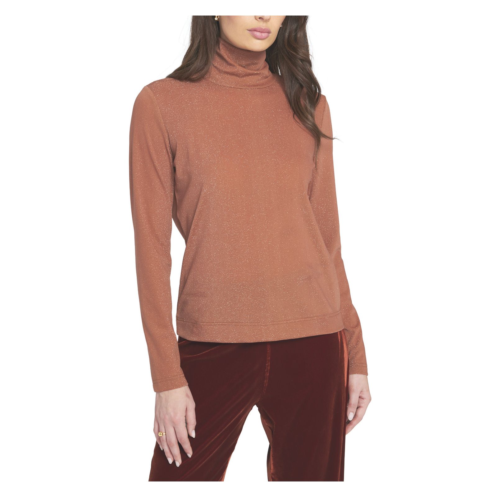 ELLE Collection Women's Knit Turtleneck Top Solid