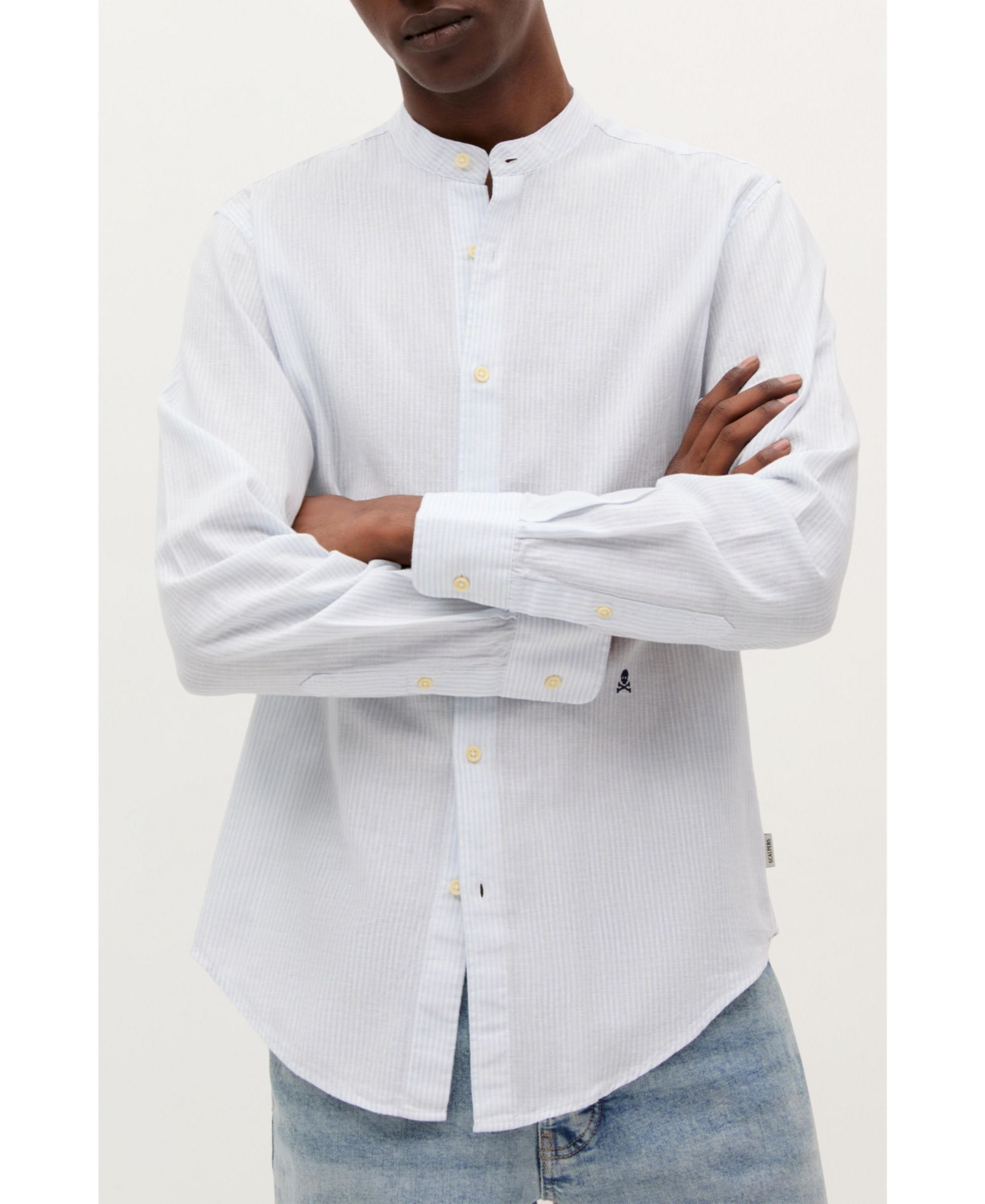 Мужская льняная рубашка Scalpers Striped Linen Mao