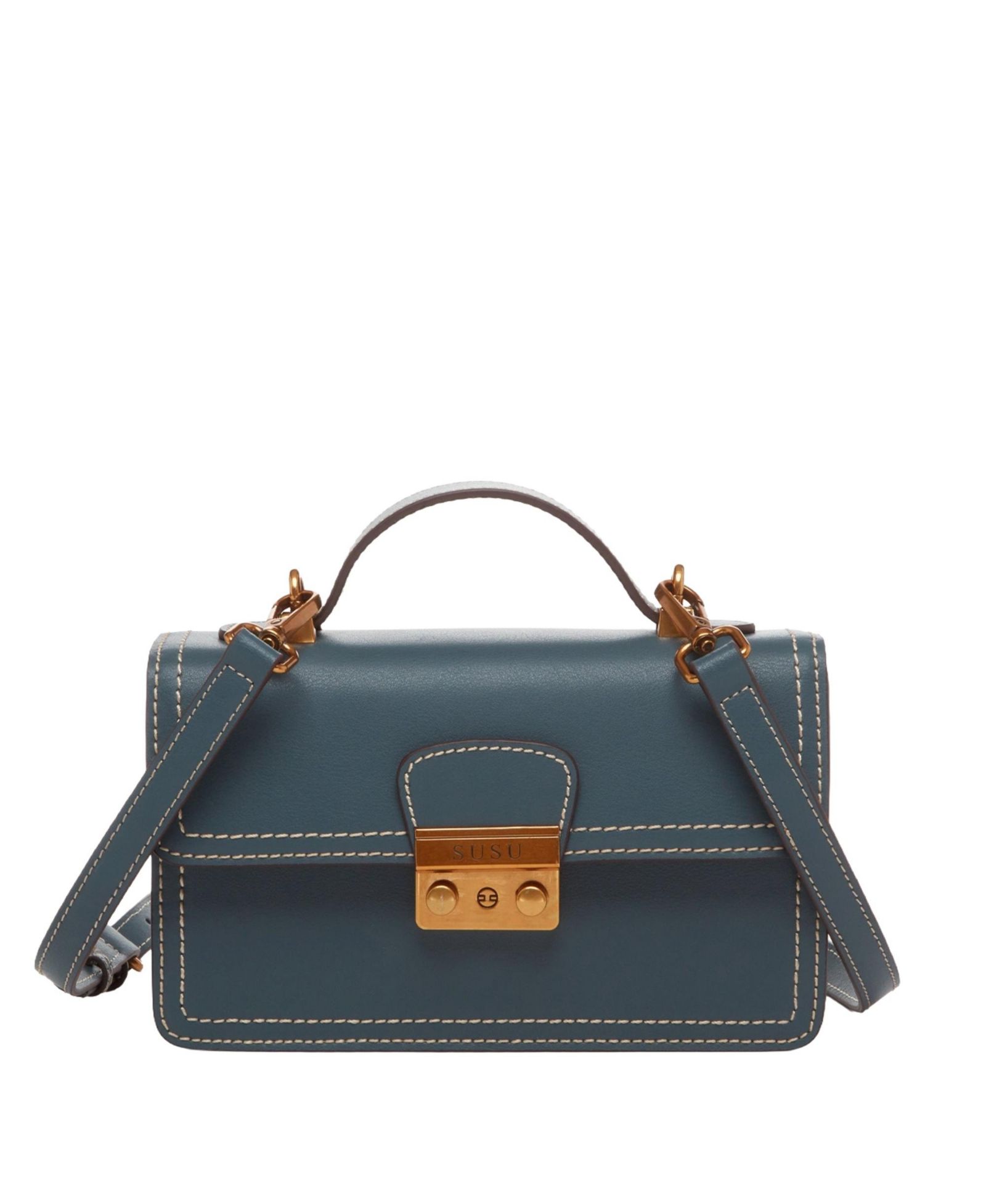 SUSU Top Handle Leather Crossbody Bag Small Purse