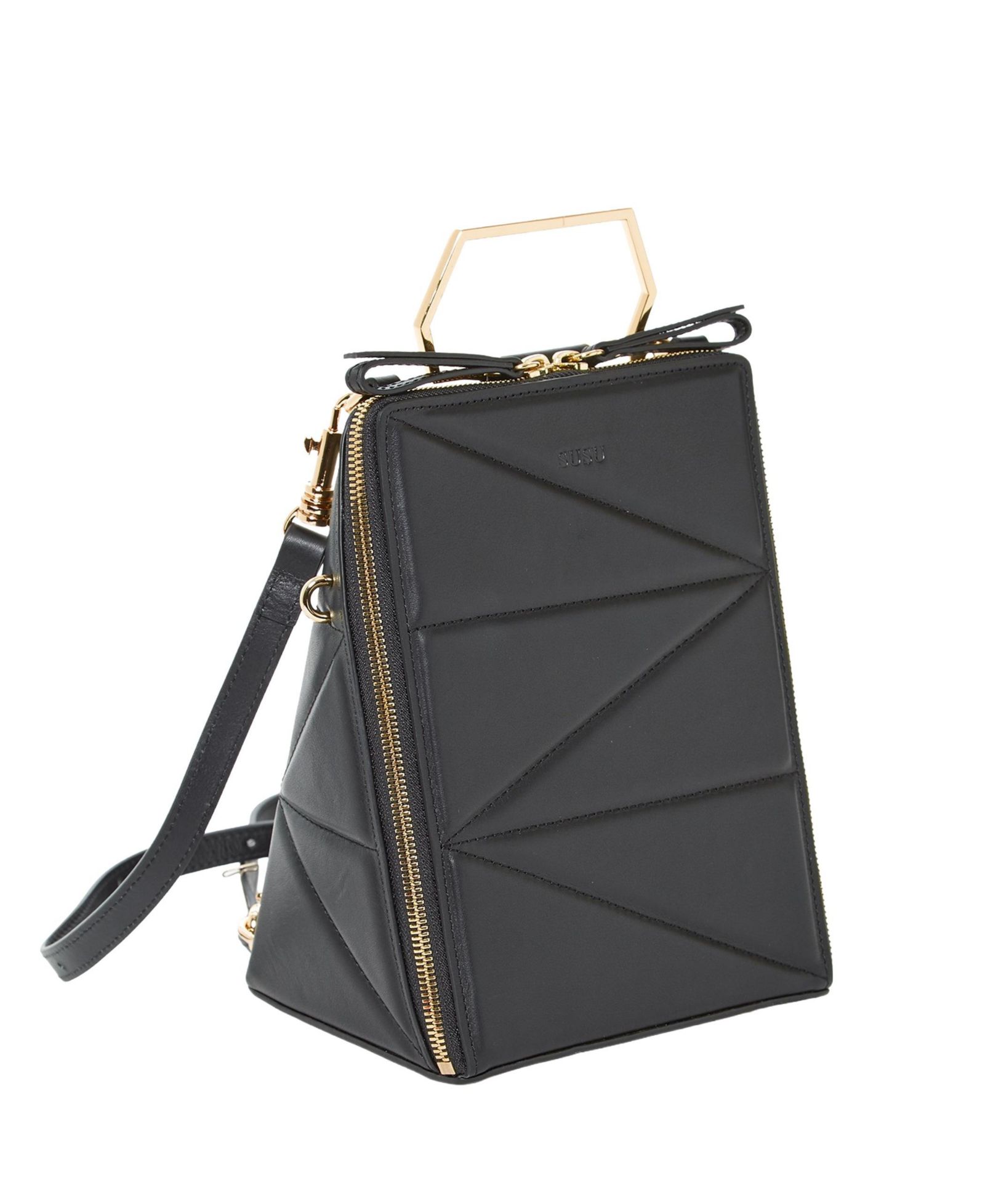 SUSU Leather Convertible Backpack Purse Crossbody Bag with Gold Handle