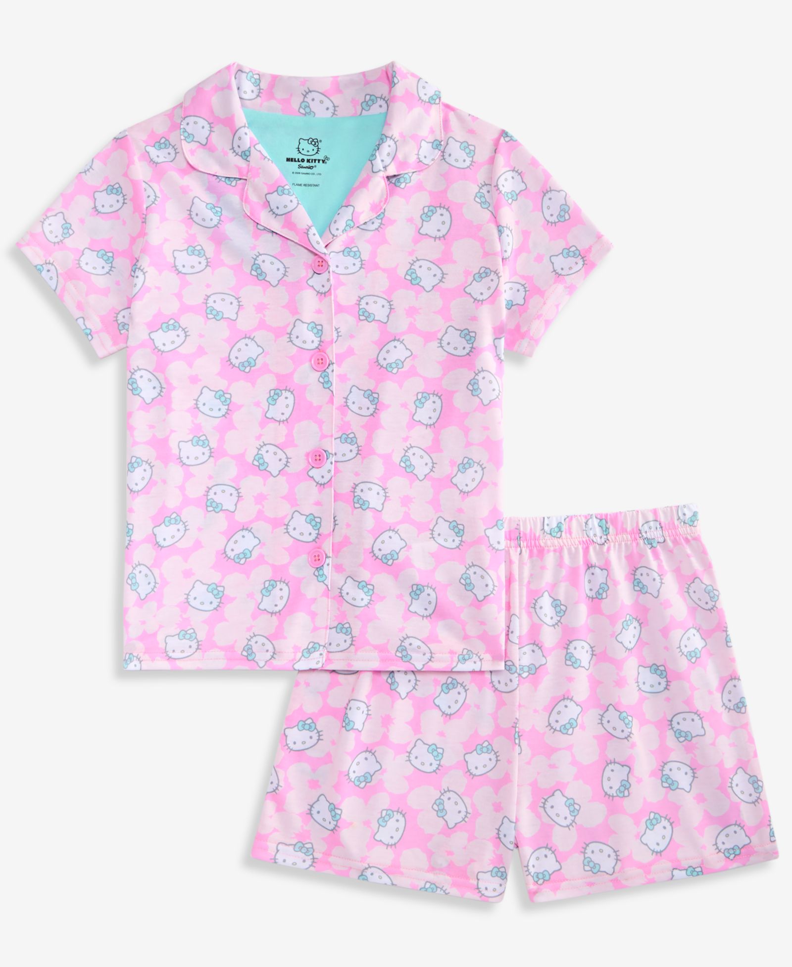 Детская пижама Hello Kitty для девочек, комплект из 2 предметов с пуговицами, 4-10 лет