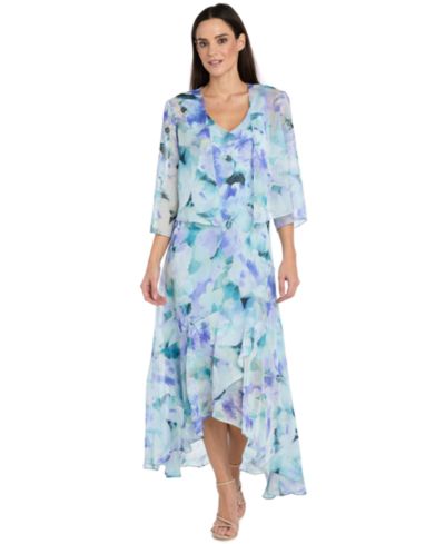 R & M Richards Women’s Printed 3/4-Length Sleeve Jacket and Maxi Dress, 2-Piece Set