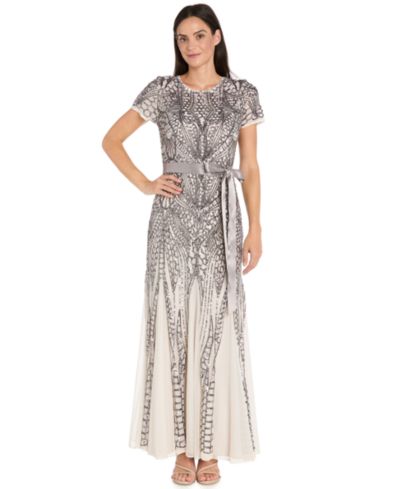 Женское вечернее платье R & M Richards Women’s Long Sequin Short-Sleeve