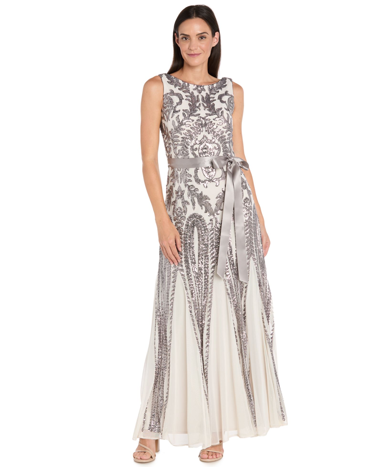 R & M Richards Women's Sequin Sleeveless Ball Gown