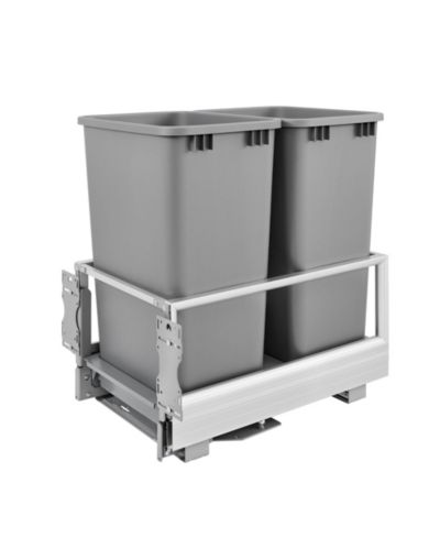 Rev-A-Shelf Двойной выдвижной контейнер для мусора на кухню, 50 qt., Silver