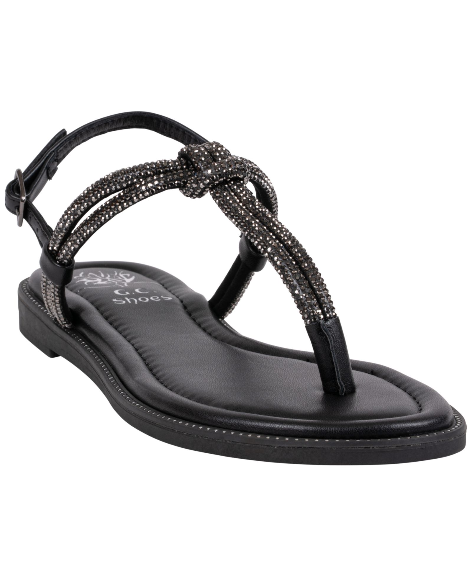 GC Shoes Women's Alonde Embellished T-Strap Flat Sandals