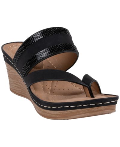 GC Shoes Women's Brazen Embellished Wedge Sandals