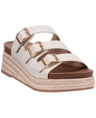 GC Shoes Women's Fabulist Triple Buckle Espadrille Wedge Sandals