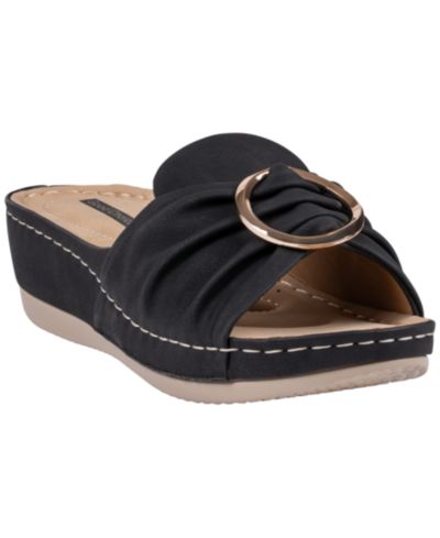 GC Shoes Women's Isola Floral Rosette Wedge Sandals