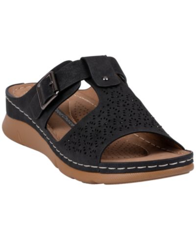 GC Shoes Women's Loni Embellished Comfort  Round Toe Sandals