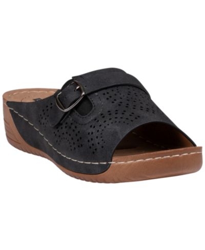 GC Shoes Women's Moira Perforated Comfort Round Toe Sandals